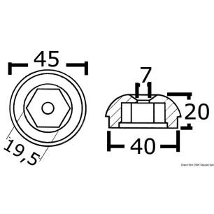 Anode de rechange zinc réf. orig. 71190A | EAN 8033137135835 Ref 43.070.22