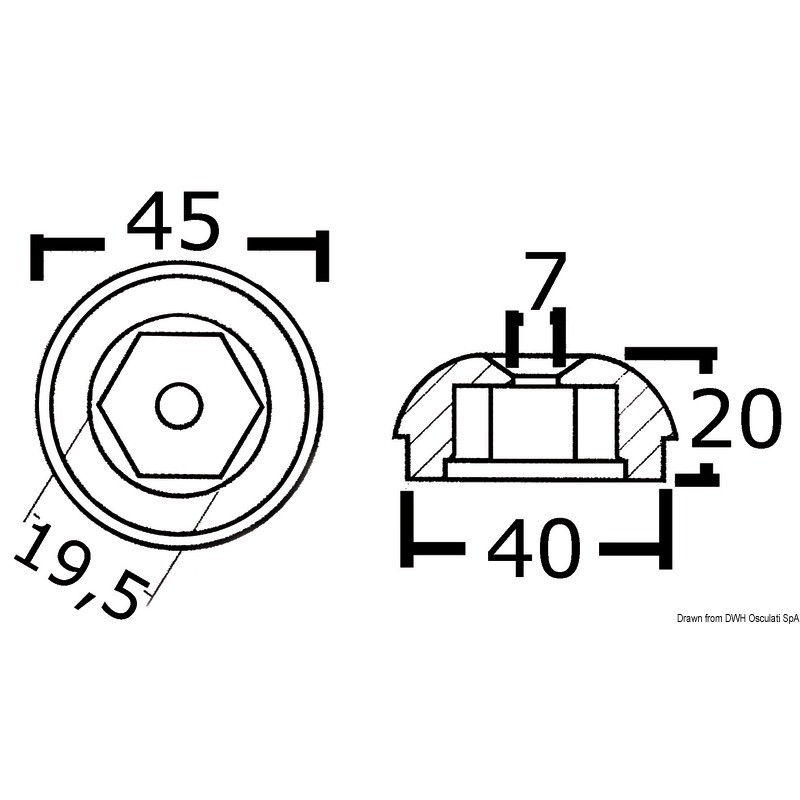 
Anode de rechange zinc réf. orig. 71190A 
