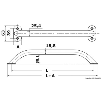 Main-courante ovalisée AISI316 19x25 mm 600 mm | EAN 8033137135453 Ref 41.911.24