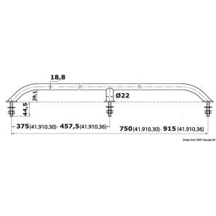 Main-courante ovalisée AISI316 vis au dehors 750mm | EAN 8033137135408 Ref 41.910.30