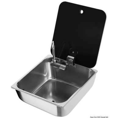 Evier + couvercle verre fumé 325x350 mm | EAN 8033137152962 Ref 50.187.45