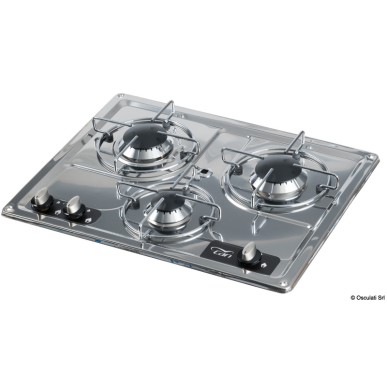 Plaque cuisson inox encastrer 3 feux 470x360 mm | EAN 8033137152627 Ref 50.101.48