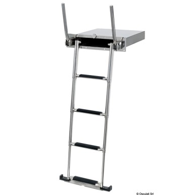 Echelle de bain télescopique inox à 4 marches en boîtier encastré. Réf. Osculati 49.569.04 EAN 8033137216114