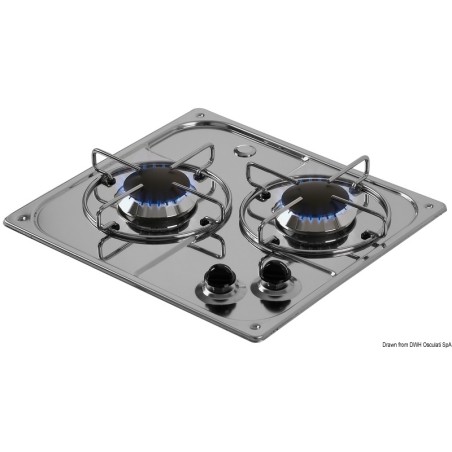 Plaque cuisson inox encastrer 2 feux 350x320 mm | EAN 8033137012037 Ref 50.101.44