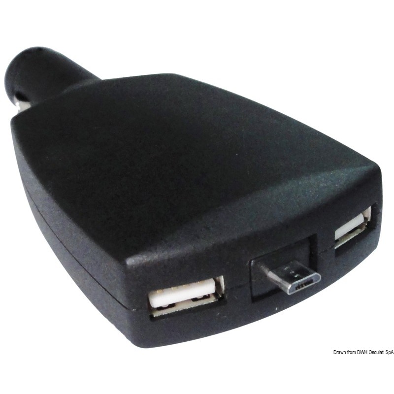 
Double USB + micro USB rétractable 
