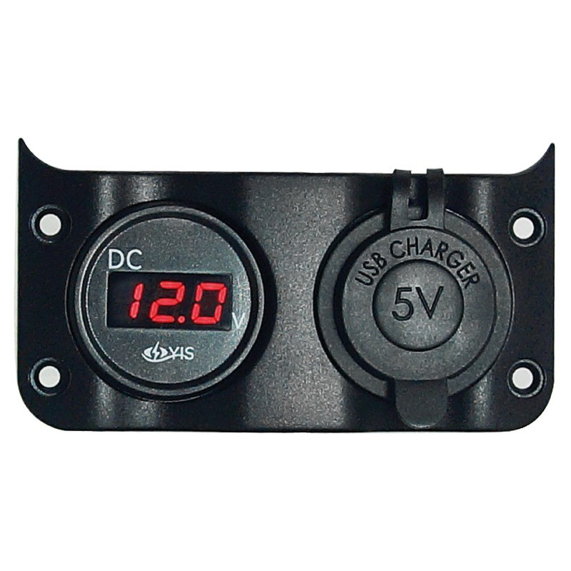 
Voltmètre 3/30 V + prise USB double 
