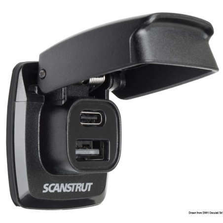 Prises USB-A+ USB-C étanches SCANSTRUT Flip Pro| EAN 8033137204531 Ref 14.195.80