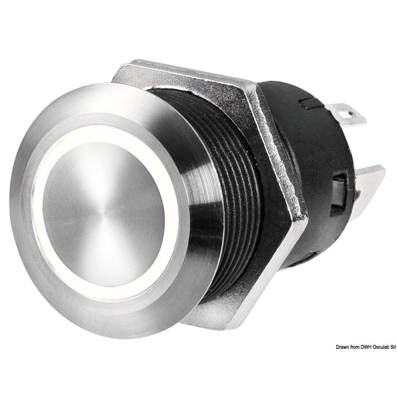 
Interrupteur FLAT inox (ON)-OFF 12 V blanc 
