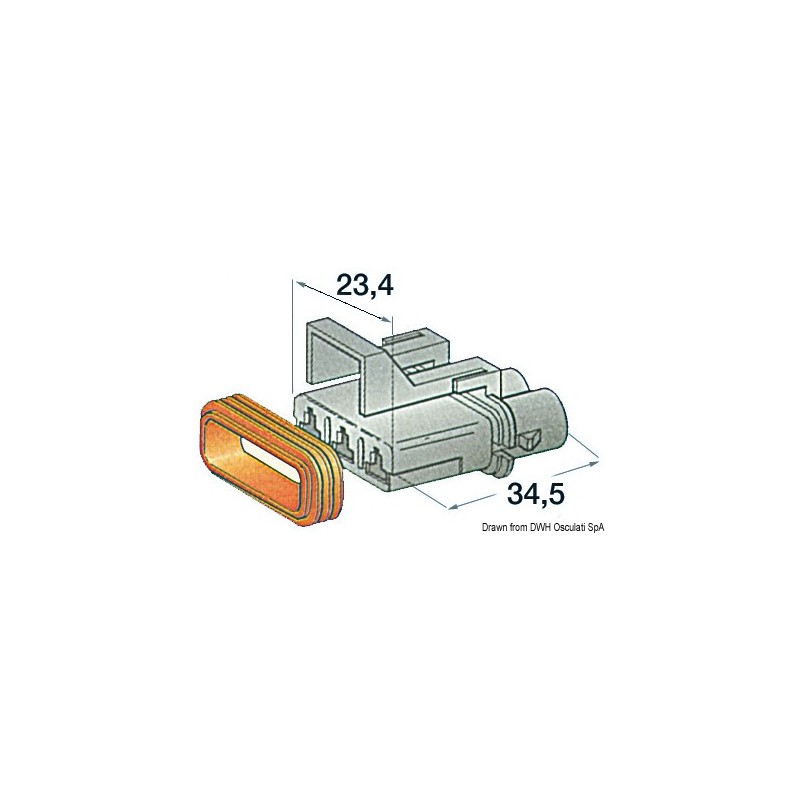 
Connecteur étanche en plastique femelle 3 pôles 
