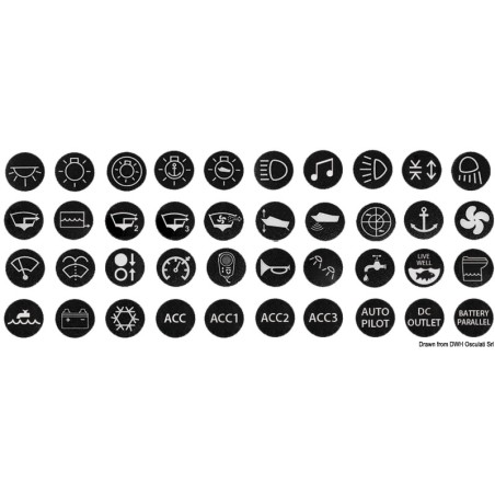 Ensemble de 40 autocollants marins assortis interrupteurs plats antivandalisme type 14.215.xx| EAN 8033137204623 Ref 14.215.25
