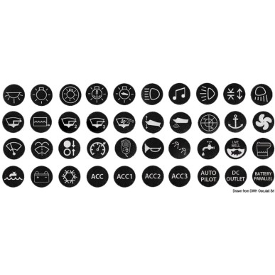 Ensemble de 40 autocollants marins assortis interrupteurs plats antivandalisme type 14.215.xx| EAN 8033137204623 Ref 14.215.25