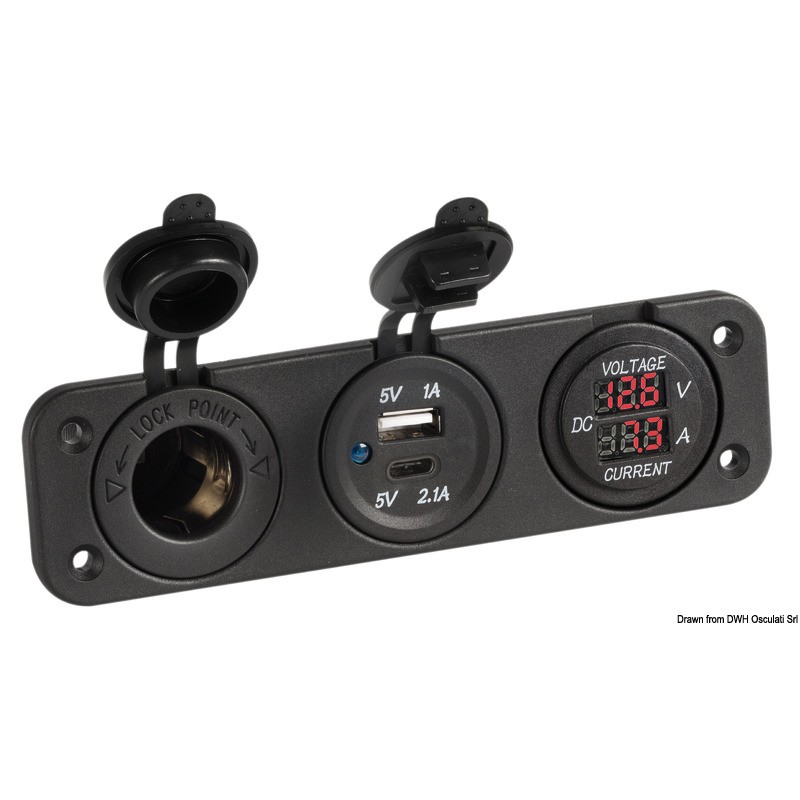 Voltmètre et ampèremètre numérique +prise double USB Type A+C 12V
Voltmètre et ampèremètre numérique +prise double USB Type A+C 12V