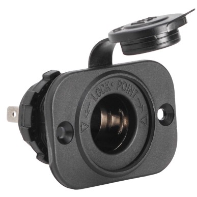 Prise de courant + fiche polycarbonate noir| EAN 8033137010880 Ref 14.517.01