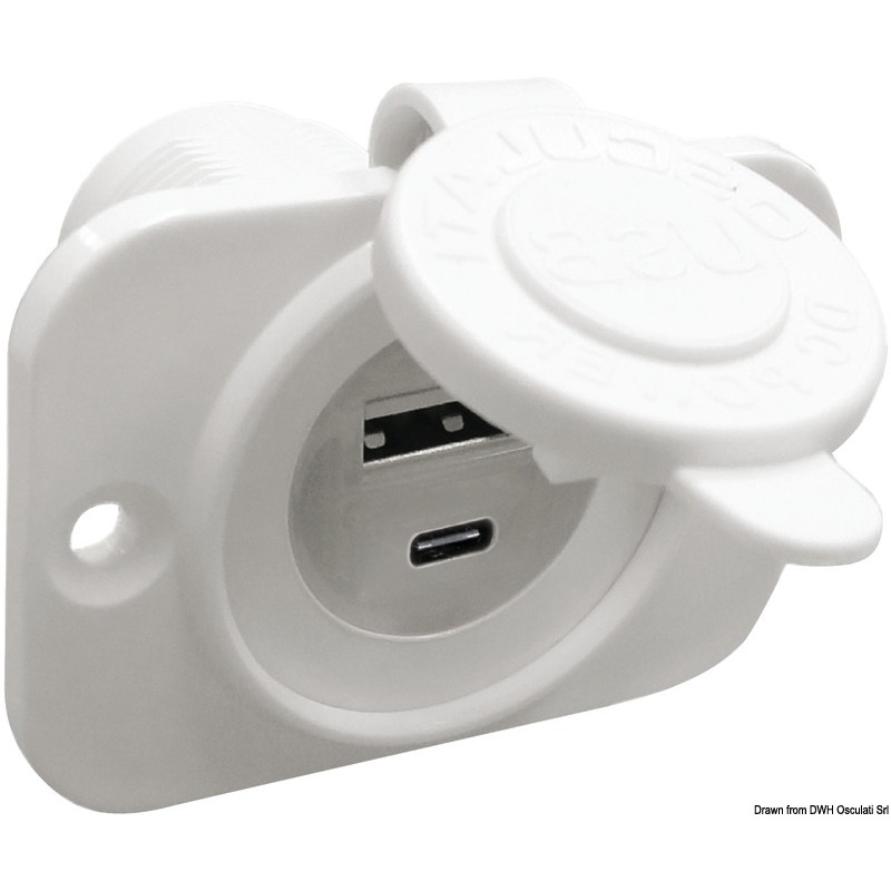 
Prise USB Type-A + Type-C blanc 

