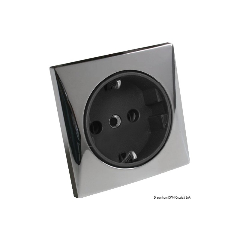 
Prise AC 220V type Schuko chromée 
