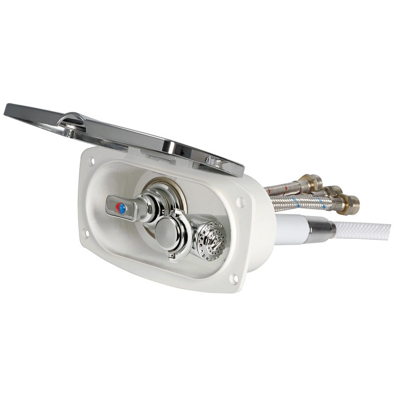
Coffret douche New Edge chromé tuyau PVC 2,5 m Sortie douche arrière
