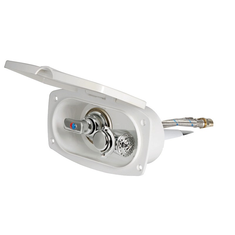 
Coffret douche New Edge blanc tuyau PVC 4 m Sortie douche arrière
