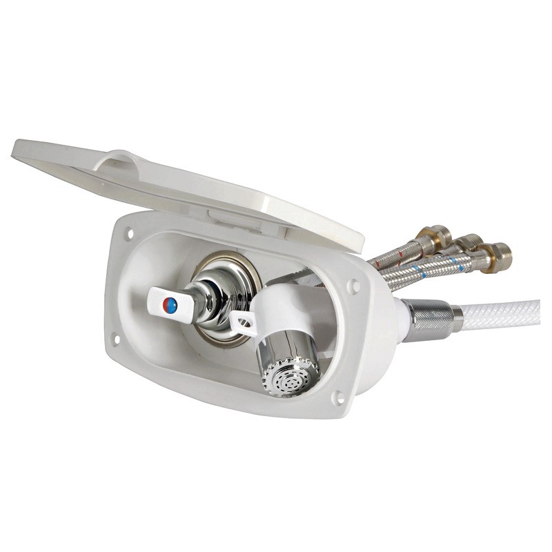 Coffret douche New Edge blanc tuyau PVC 2,5 m Sortie douche transversale
Coffret douche New Edge blanc tuyau PVC 2,5 m Sortie douche transversale