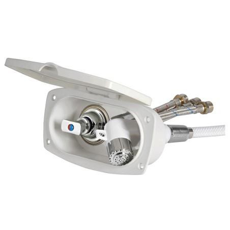 
Coffret douche New Edge blanc tuyau PVC 2,5 m Sortie douche transversale
