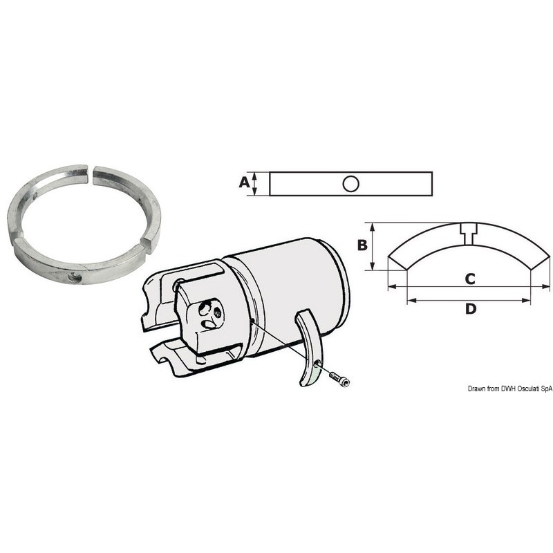 
Kit 3 anodes aluminium p.hélice 3 pale Sail Drive 
