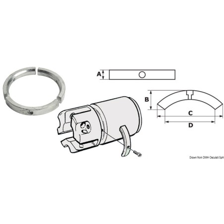 Anode hélice pieds Sail Drive/Folding Prop, série 3 pièces| EAN 8033137060847 Ref 43.535.13