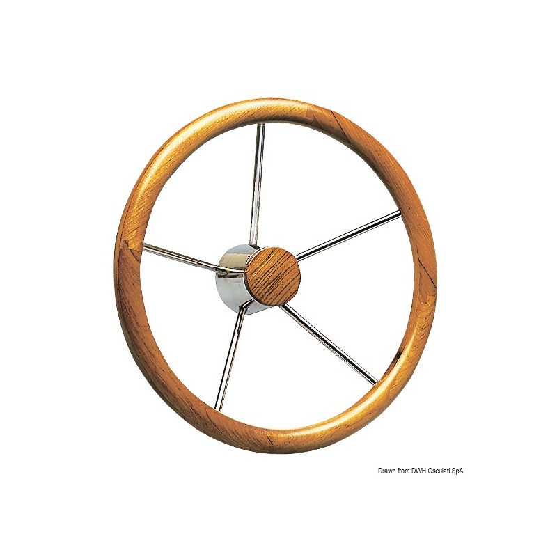 
Barre  roue inox avec couronne en teck 400 mm 
