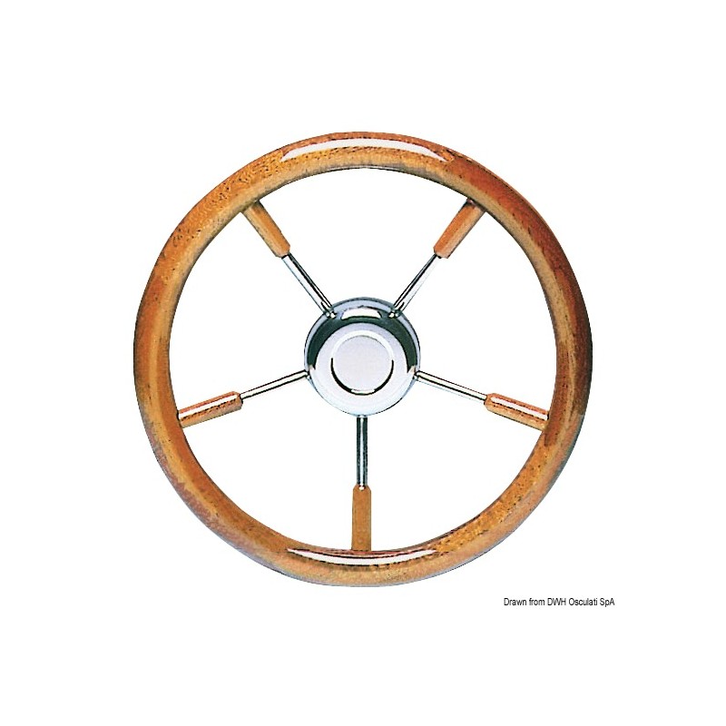 
Volant inox avec couronne en acajou 400 mm 
