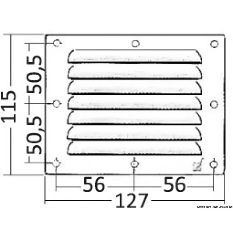 
Grille aération inox poli 115x127 mm 
