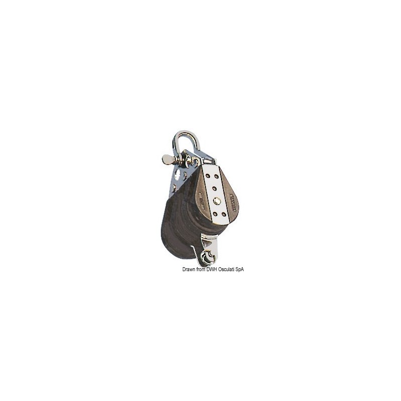 
Poulie sur billes triple manille et ringot 8x28mm 
