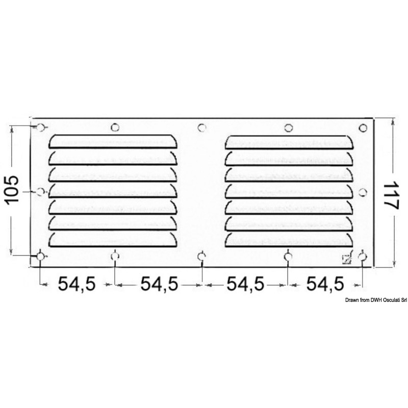 Grille aération inox poli + moustiquaire 128x232mm
Grille aération inox poli + moustiquaire 128x232mm