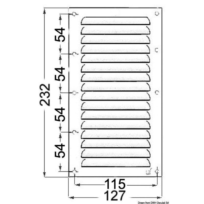 
Grille aération inox poli + moustiquaire 232x127m 
