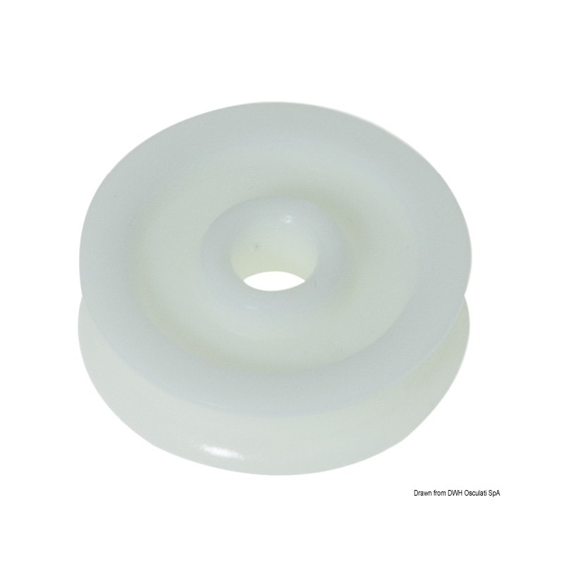 
Poulie en Delrin 34 mm p. bouts Ø 12 mm blanc 
