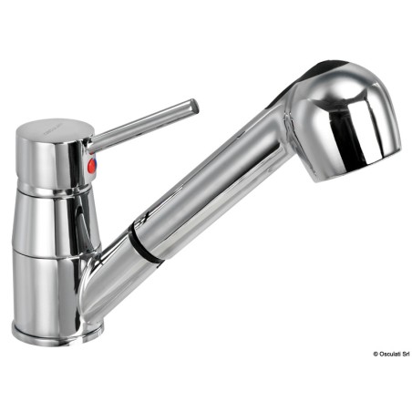 Mitigeur pivotant en laiton chromé avec douchette extractible et flexible de 150 cm pour bateau et camping-car