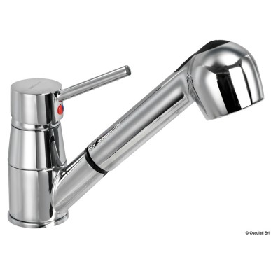 Mitigeur pivotant en laiton chromé avec douchette extractible et flexible de 150 cm pour bateau et camping-car