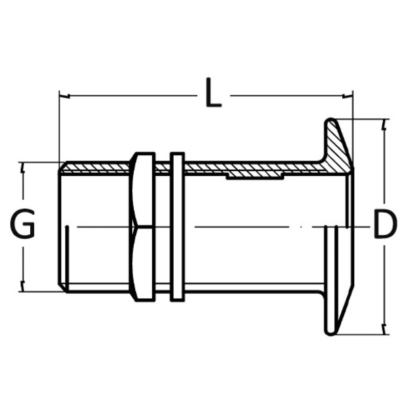 
Passe-coque bord bas laiton chromé 1"1/2 
