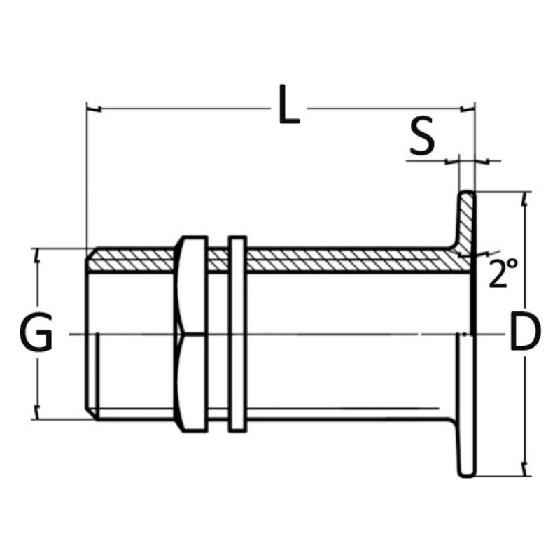 
Passe-coque au ras laiton jaune 3/8" 
