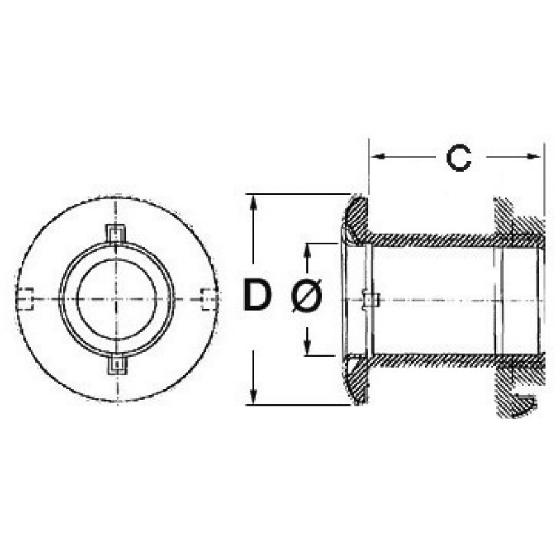 
Passe-coque AISI 316 polis miroir 2" 
