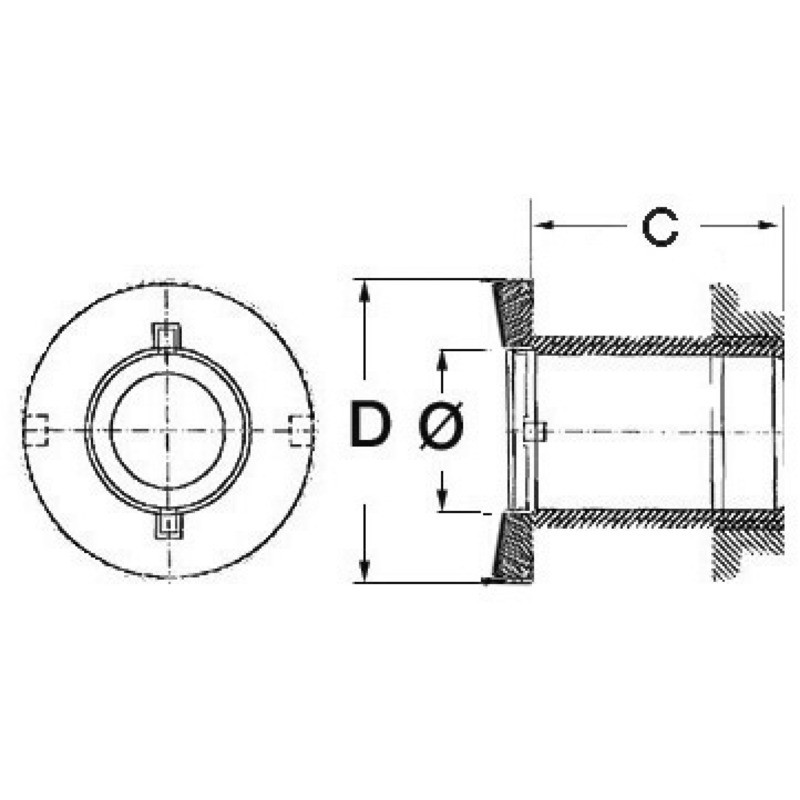 
Passe-coque au ras AISI 316 polis miroir 1"1/2 
