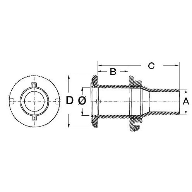 
Passe-coque AISI 316 3/8" x 15 mm 
