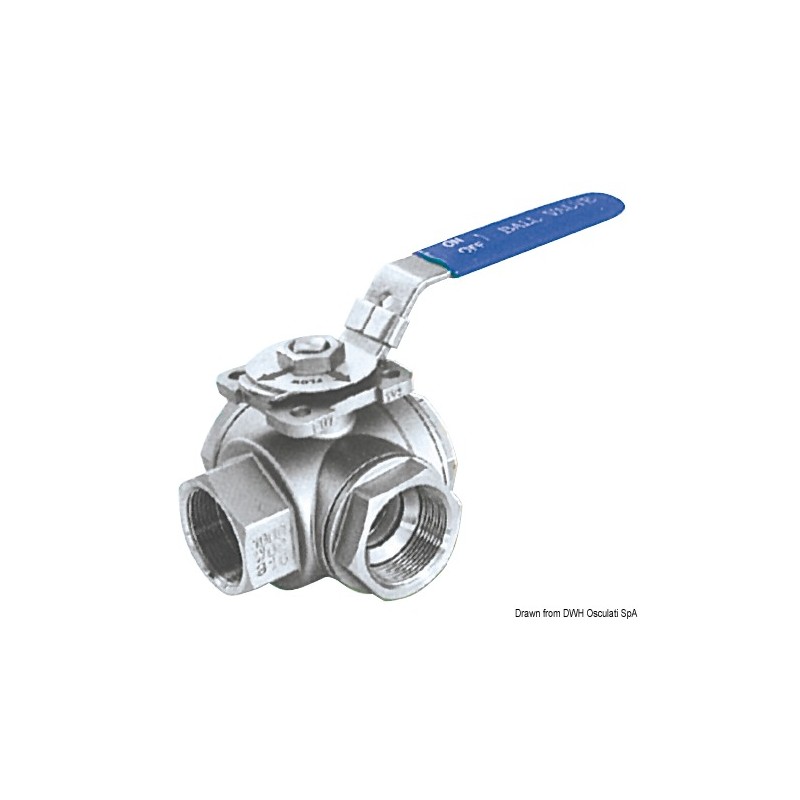 
Vanne  bille 3 voies AISI 316 1/2" 
