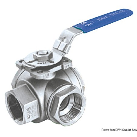 Vanne bille 3 voies AISI 316 1/2" | EAN 8033137104329 Ref 17.722.02