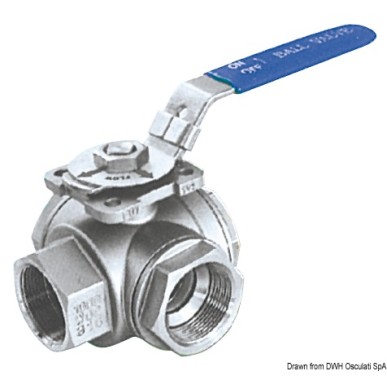 Vanne bille 3 voies AISI 316 3/4" | EAN 8033137104336 Ref 17.722.03
