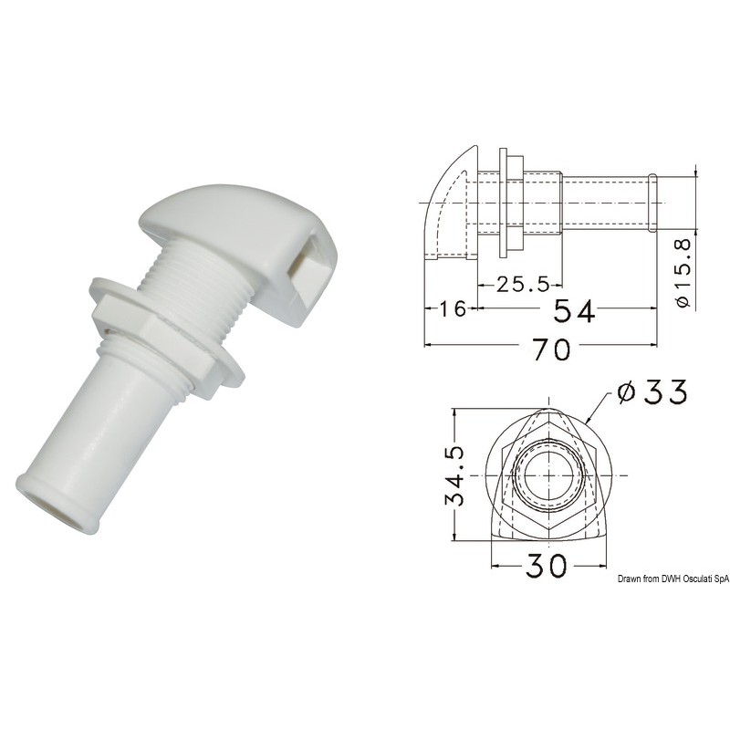 
Event en plastique embout Ø 16 mm 
