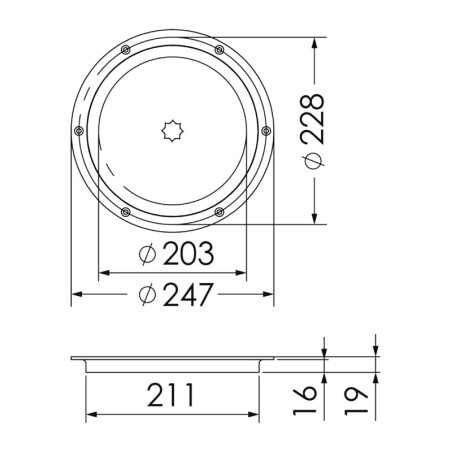 Trappe d'inspection AISI 316 passage 203 mm | EAN 8033137207983 Ref 20.100.50