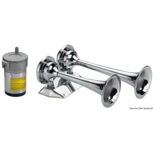 Avertisseur chromé + 2 klaxons 24 V | EAN 8033137049682 Ref 21.443.24