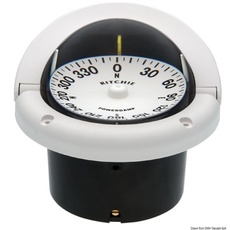 Compas encastr. RITCHIE Helmsman 3"3/4 blanc/blanc | EAN 8033137115097 Ref 25.083.02