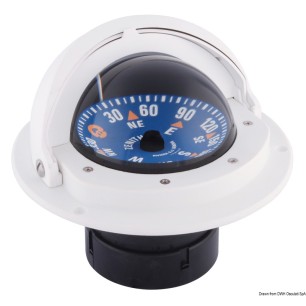 Compas 3"RIVIERA + dôme rose bleu/boîtier blanc | EAN 8033137114380 Ref 25.014.27