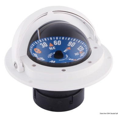 Compas 3"RIVIERA + dôme rose bleu/boîtier blanc | EAN 8033137114380 Ref 25.014.27