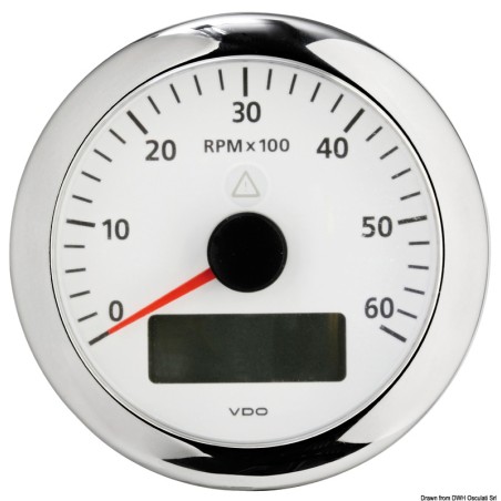 Compte-tours VDO ViewLine 6000 RPM blanc | EAN 8033137028311 Ref 27.480.03