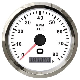 Compte-tours 0-8000 tpm blanc/polie | EAN 8033137041150 Ref 27.327.04